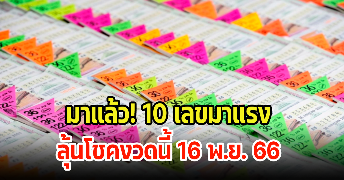 มาแล้ว 10 เลขมาแรง ห้ามพลาดปังแน่นอน งวดนี้เต็มๆ 16 พ.ย. 66