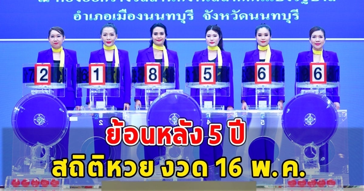 สถิติหวย งวด 16 พ.ค. ย้อนหลัง 5 ปี