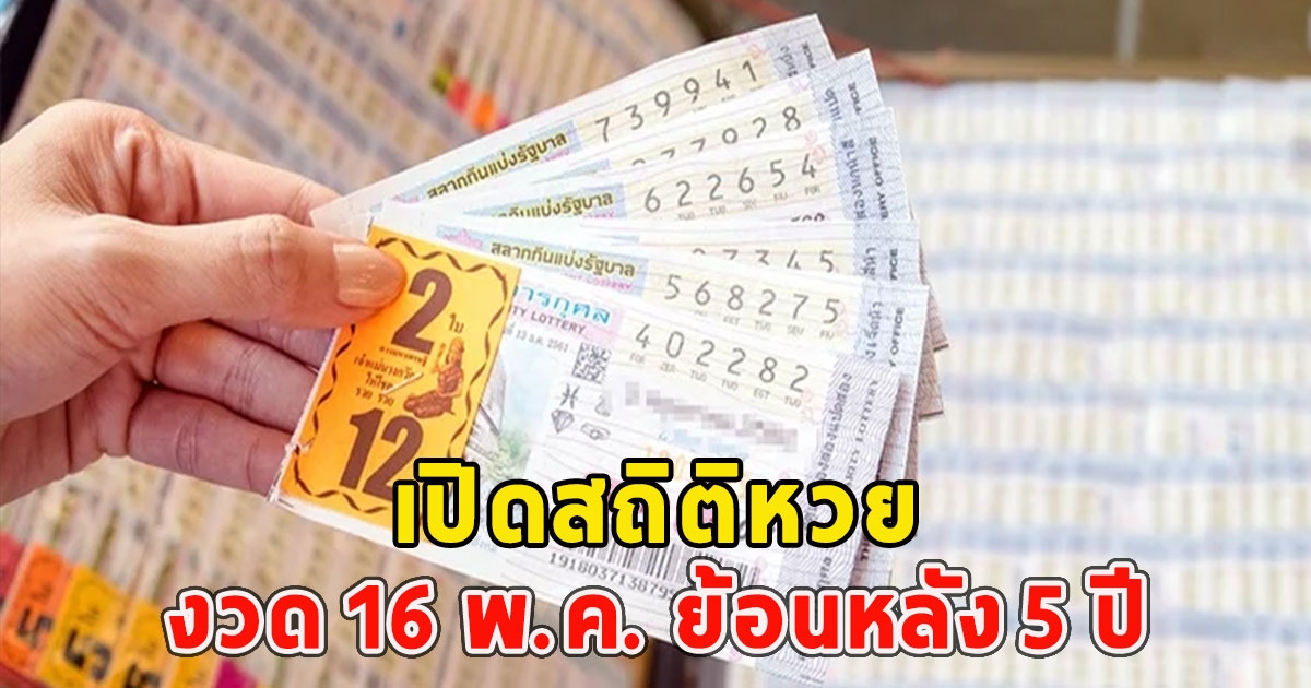 เปิดสถิติหวย งวด 16 พ.ค. ย้อนหลัง 5 ปี