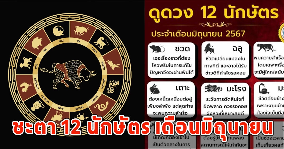 เปิดชะตา 12 นักษัตร เดือนมิถุนายน