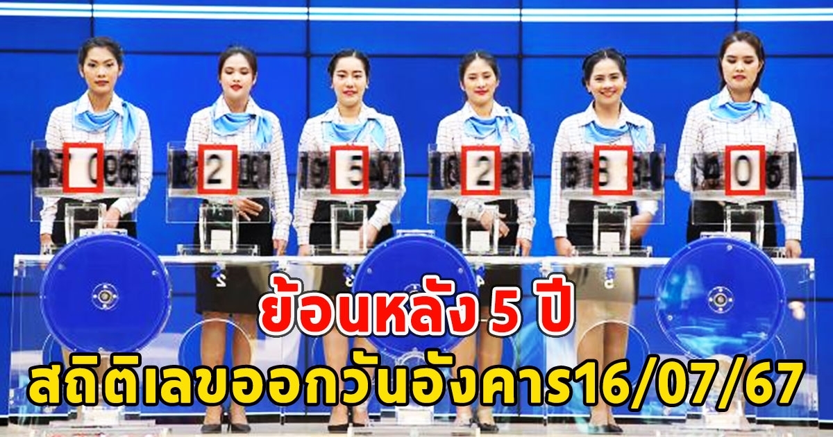 สถิติเลขออกวันอังคาร16/07/67 ย้อนหลัง 5 ปี