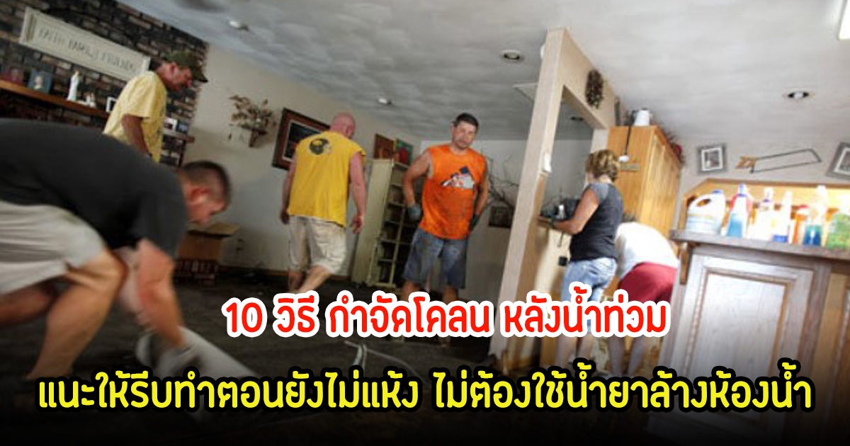 10 วิธี กำจัดโคลน หลังน้ำท่วม แนะให้รีบทำตอนยังไม่แห้ง ไม่ต้องใช้น้ำยาล้างห้องน้ำ