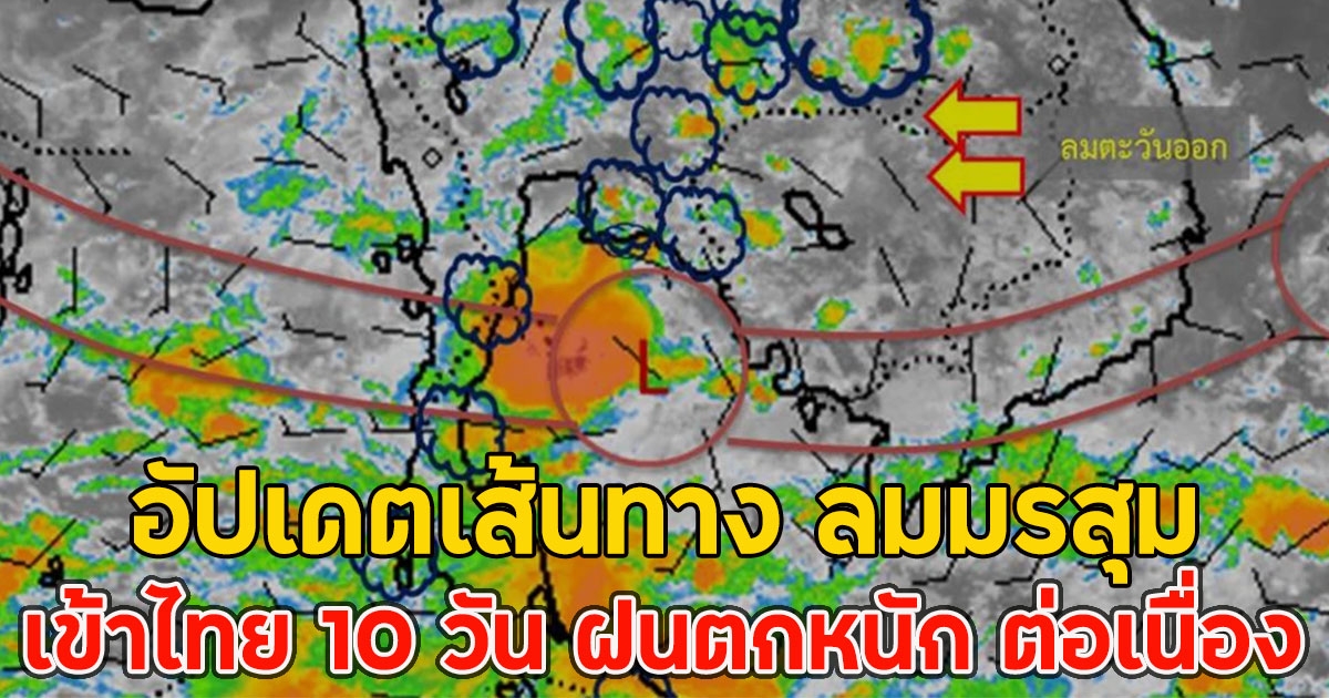 อัปเดตเส้นทาง ลมมรสุม เข้าไทย 10 วัน ฝนตกหนัก ต่อเนื่อง