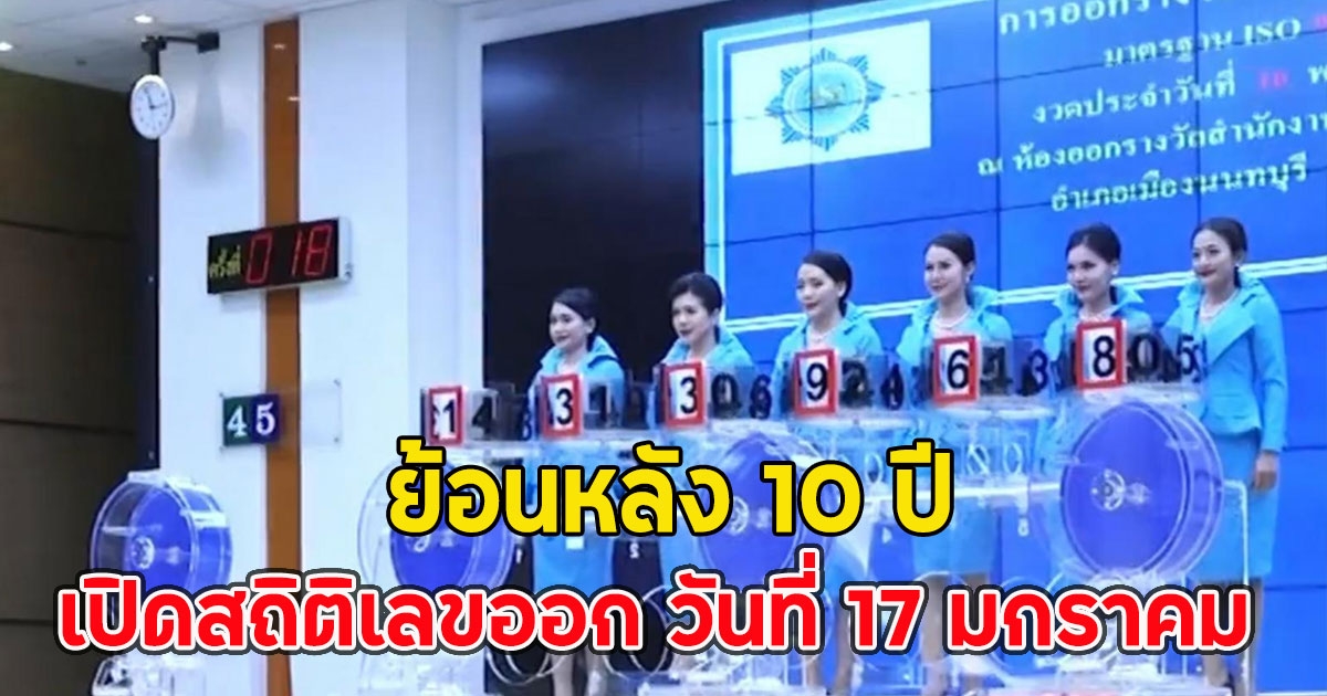 เปิดสถิติเลขออก วันที่ 17 มกราคม ย้อนหลัง 10 ปี