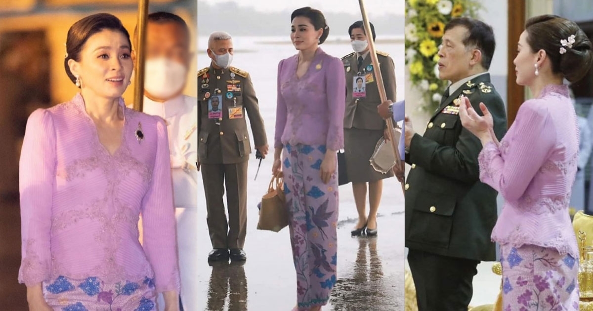 ทรงพระสิริโฉม พระราชินีทรงฉลองพระองค์บานงพระภูษาผ้าปาเต๊ะ