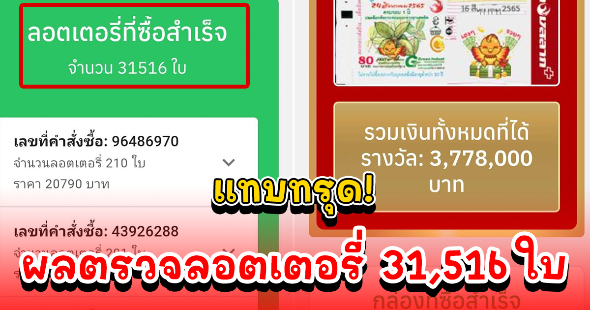 สาวซื้อลอตเตอรี่ 31,516 ใบ ล่าสุดตรวจรางวัลแล้ว แทบทรุด