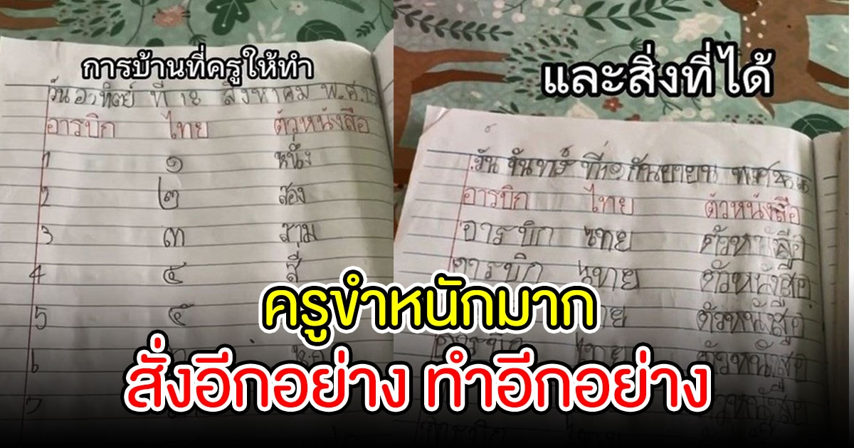 สุดเอ็นดู ครูสั่งการบ้านอีกอย่าง นักเรียนทำมาอีกอย่าง