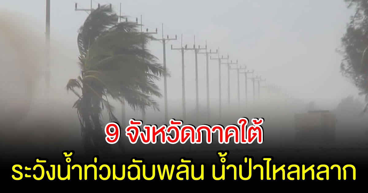 ประกาศเตือน 9 จังหวัดภาคใต้ เฝ้าระวังน้ำท่วมฉับพลัน น้ำป่าไหลหลาก