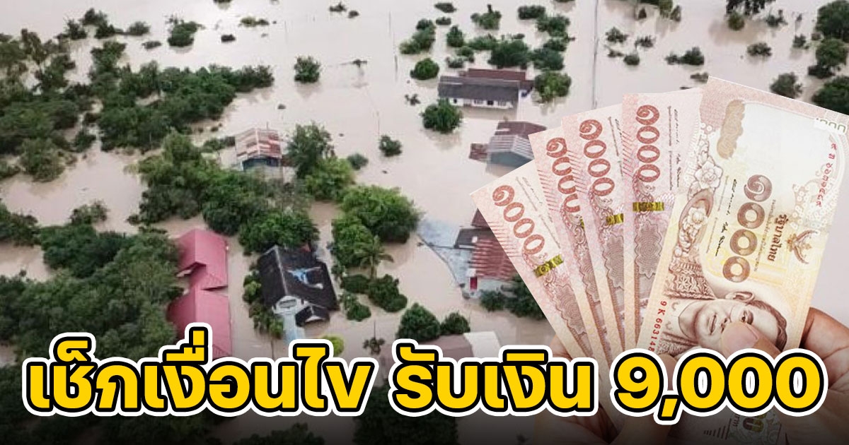 เช็กเงื่อนไง เยียวยาน้ำท่วม 1 ล้านครัวเรือน รับสูงสุด 9,000