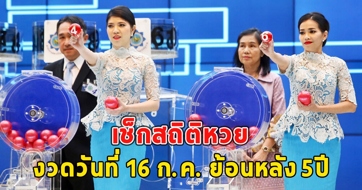 เช็กสถิติหวย งวดวันที่ 16 ก.ค. ย้อนหลัง 5ปี