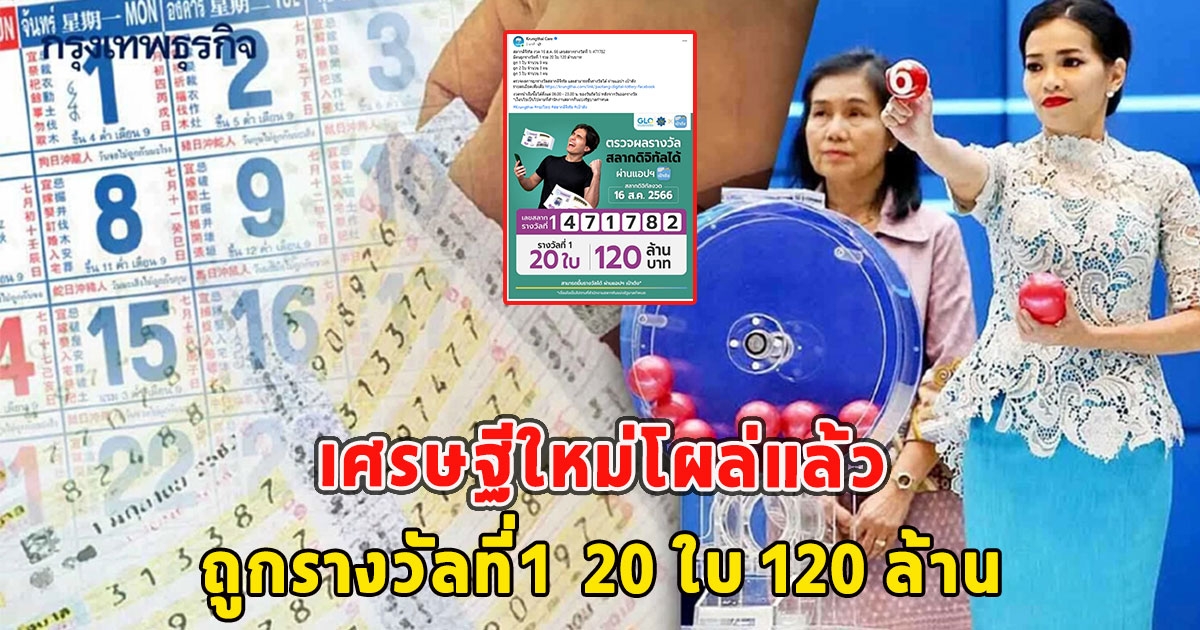 เศรษฐีใหม่โผล่แล้ว ถูกรางวัลที่ 1 20 ใบ 120 ล้าน