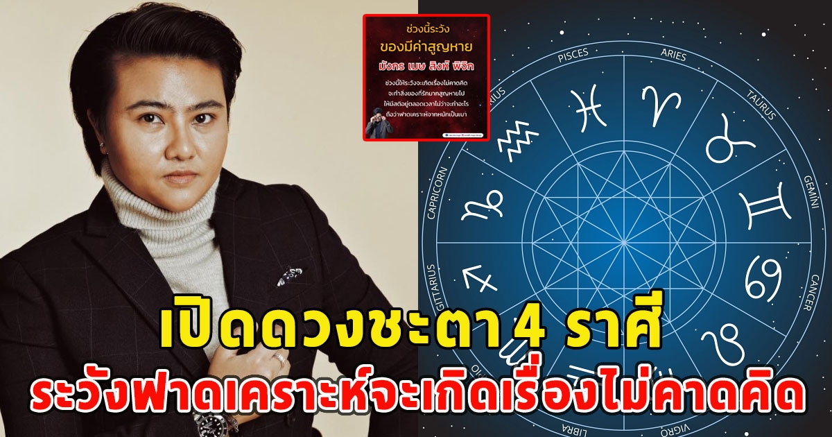 เปิดดวงชะตา 4 ราศี ระวังฟาดเคราะห์จะเกิดเรื่องไม่คาดคิด