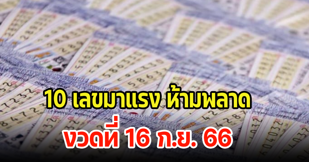 มาแล้ว 10 เลขมาแรง ห้ามพลาด งวดนี้เฮงแน่ๆ 16 ก.ย. 66