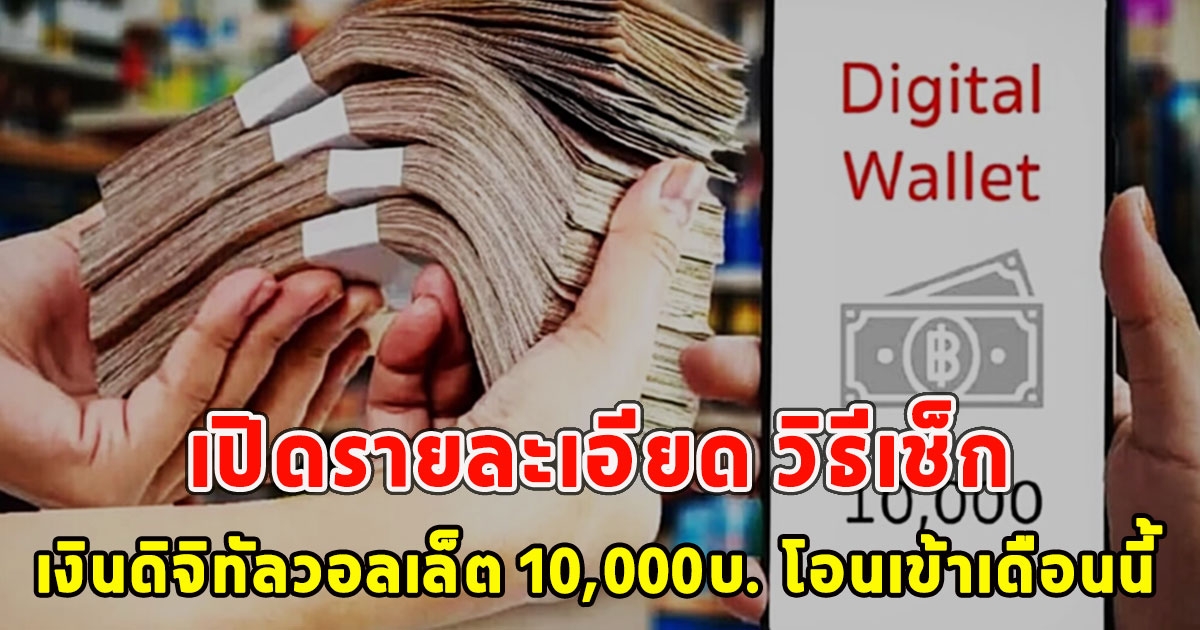 เปิดรายละเอียด วิธีเช็กเงินดิจิทัลวอลเล็ต 10,000บ. โอนเข้าเดือนนี้